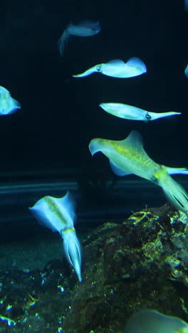 varios peces se deslizan a través del agua en un acuario