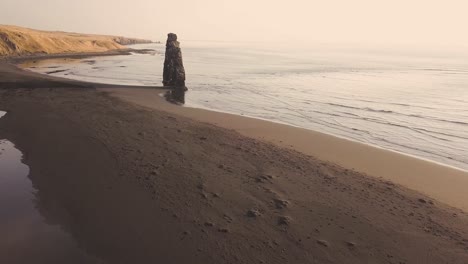 drone shots of hvitserkur rock in iceland