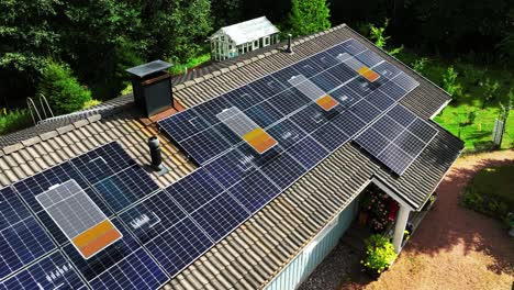 sun activating solar panels to absorb sunlight energy to batteries - cgi render
