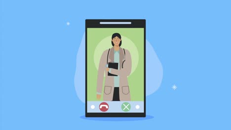 female doctor in smartphone telemedicine tech