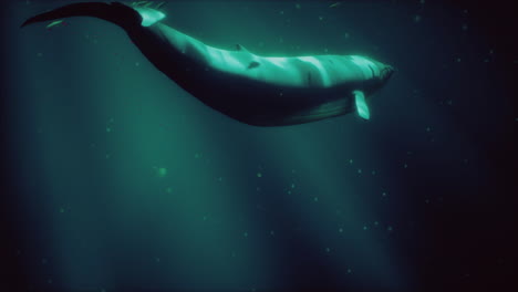 a blue whale swimming underwater