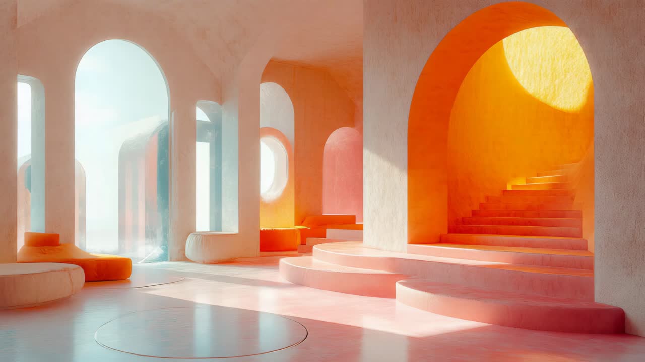 Vibrant Interior Design with Archways and Sunlight