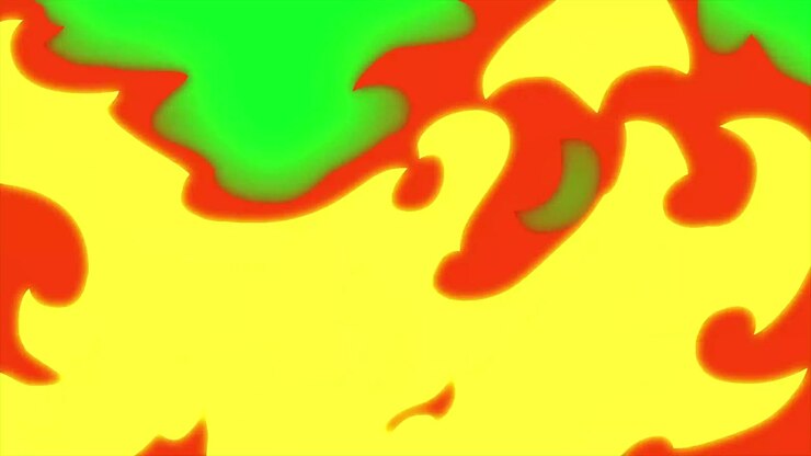 4K Cartoon Fire Transition and Fire Elements: Flash FX Fire Transition Animation on Green Screen Background