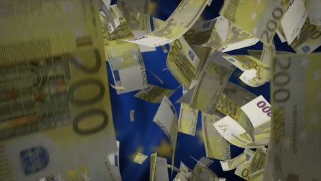 falling euro banknotes over eu flag