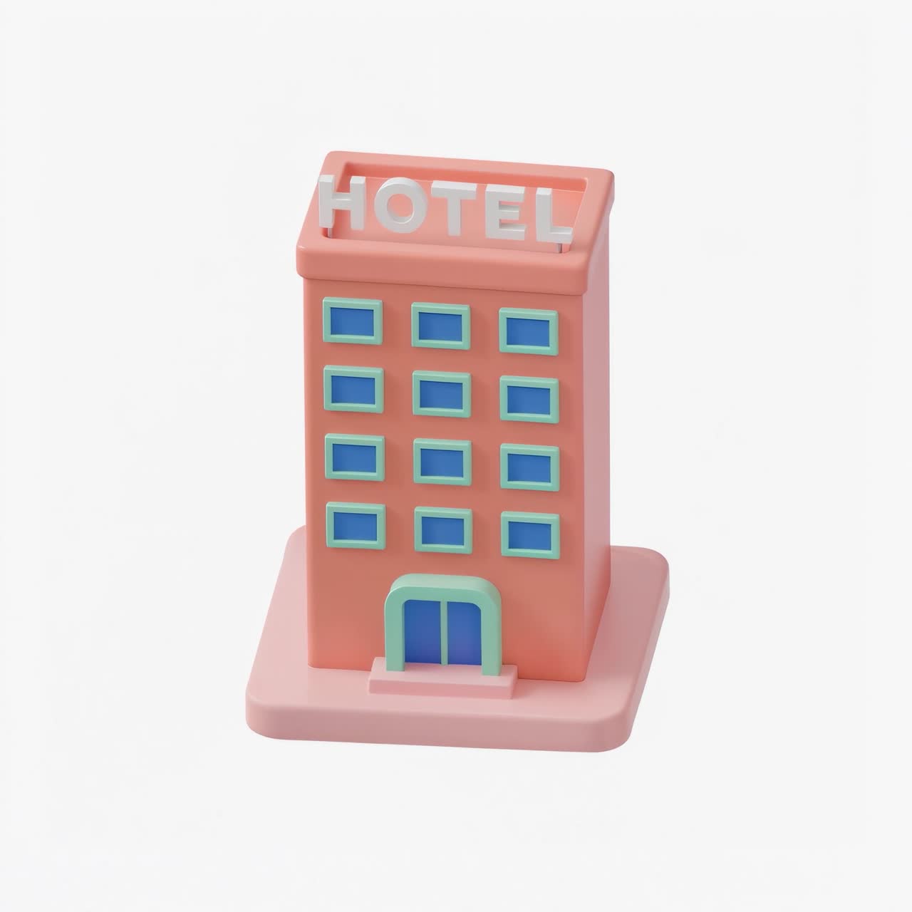 Minimalist 3D Hotel Building Icon