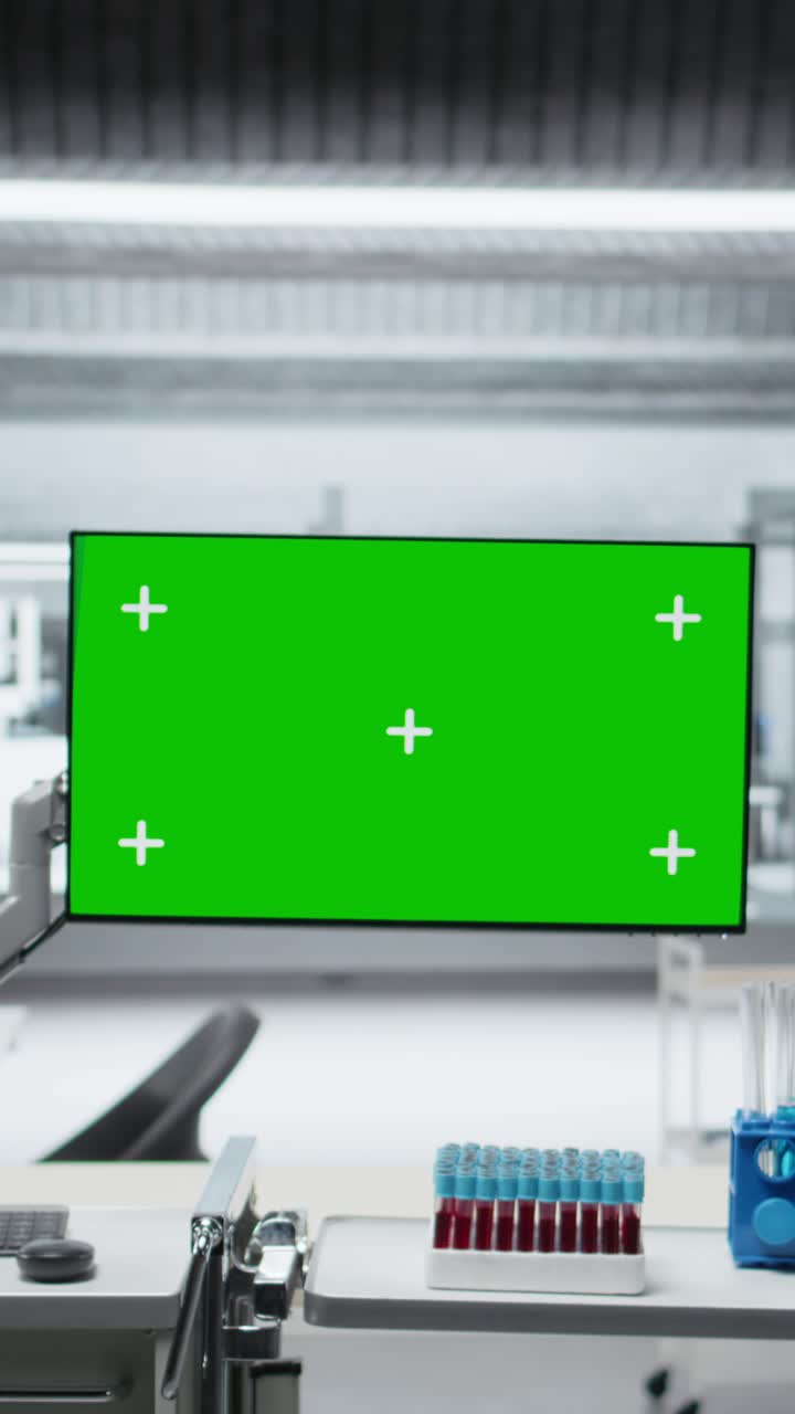 Vertical Video Isolated mockup screen in empty clinical research laboratory