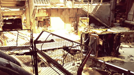 display of industrial decay in an abandoned power plant during daylight