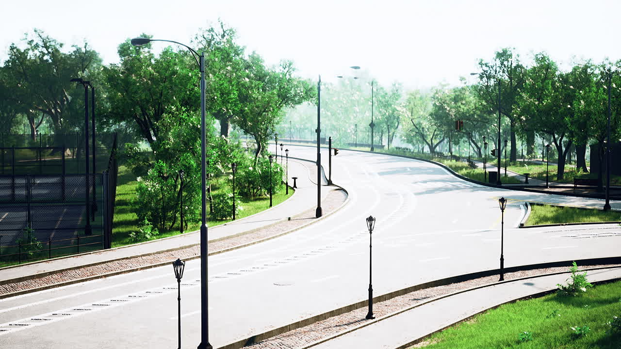 낮에는 빈 도시 공원 도로