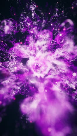 purple flowing particles with explosive wave effect, 3d rendering.