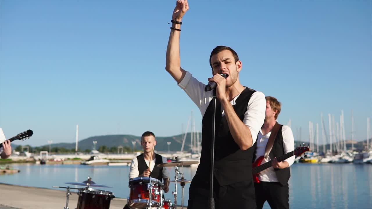 Band Performing Live by the Marina