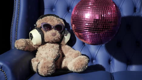 teddy bear dj with disco ball