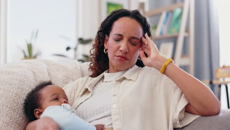 tired mother with baby
