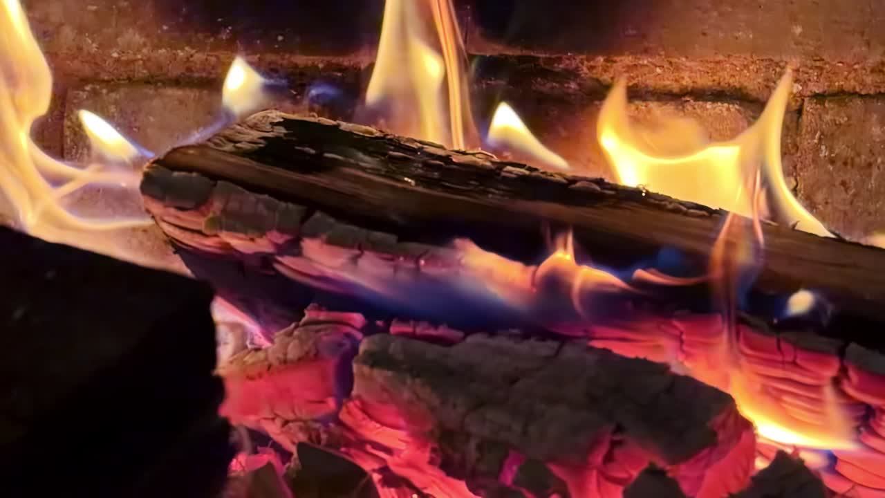 Mesmerizing video of wood burning in slow motion in a fireplace