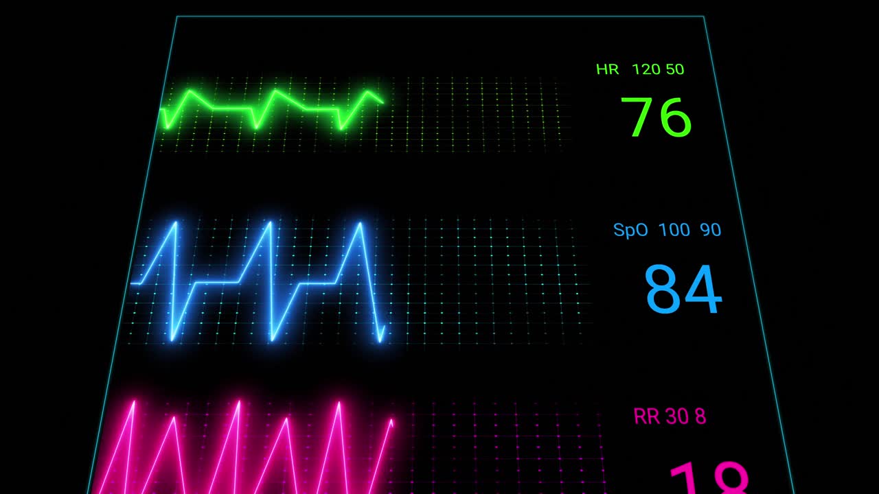 검은색 배경에 있는 심장검사기의 애니메이션