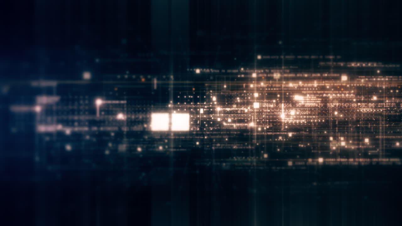 Futuristic data matrix, telemetry and encrypt numbers simulation display for head up display in cyber space abstract de-focus environment background