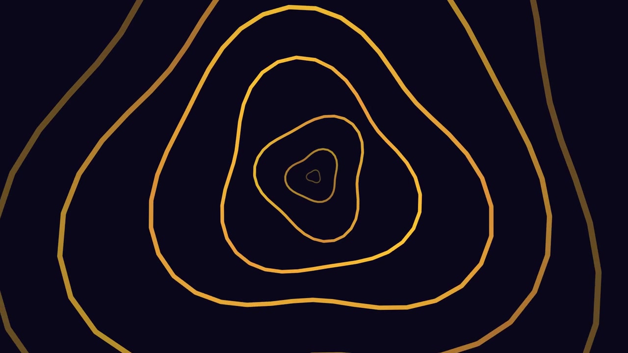 Abstract Animation of Pulsing Golden Concentric Lines on Dark Background