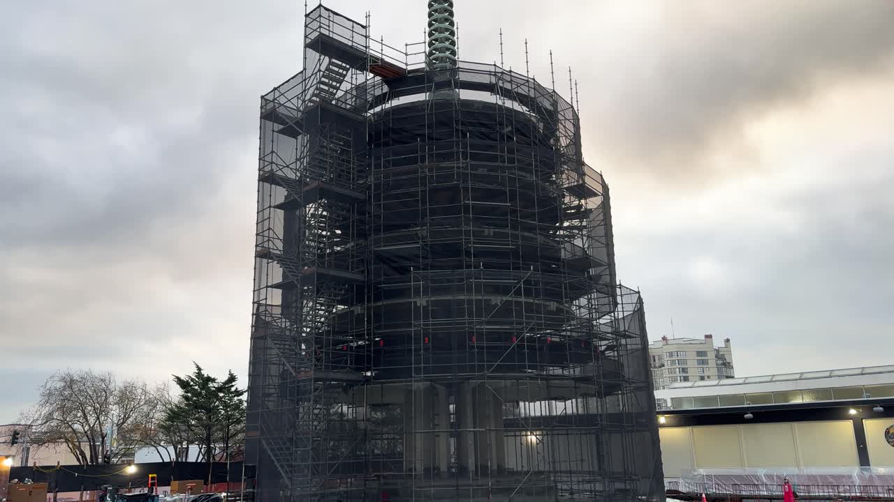 building in Japan Town Peace Plaza under construction STATIC SHOT