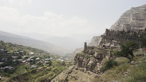 ancient village nestled in a mountain valley