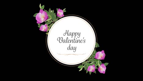 Animación-Del-Día-De-San-Valentín-Con-Flores-Sobre-Fondo-Negro