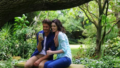 romantic couple taking selfie from mobile phone