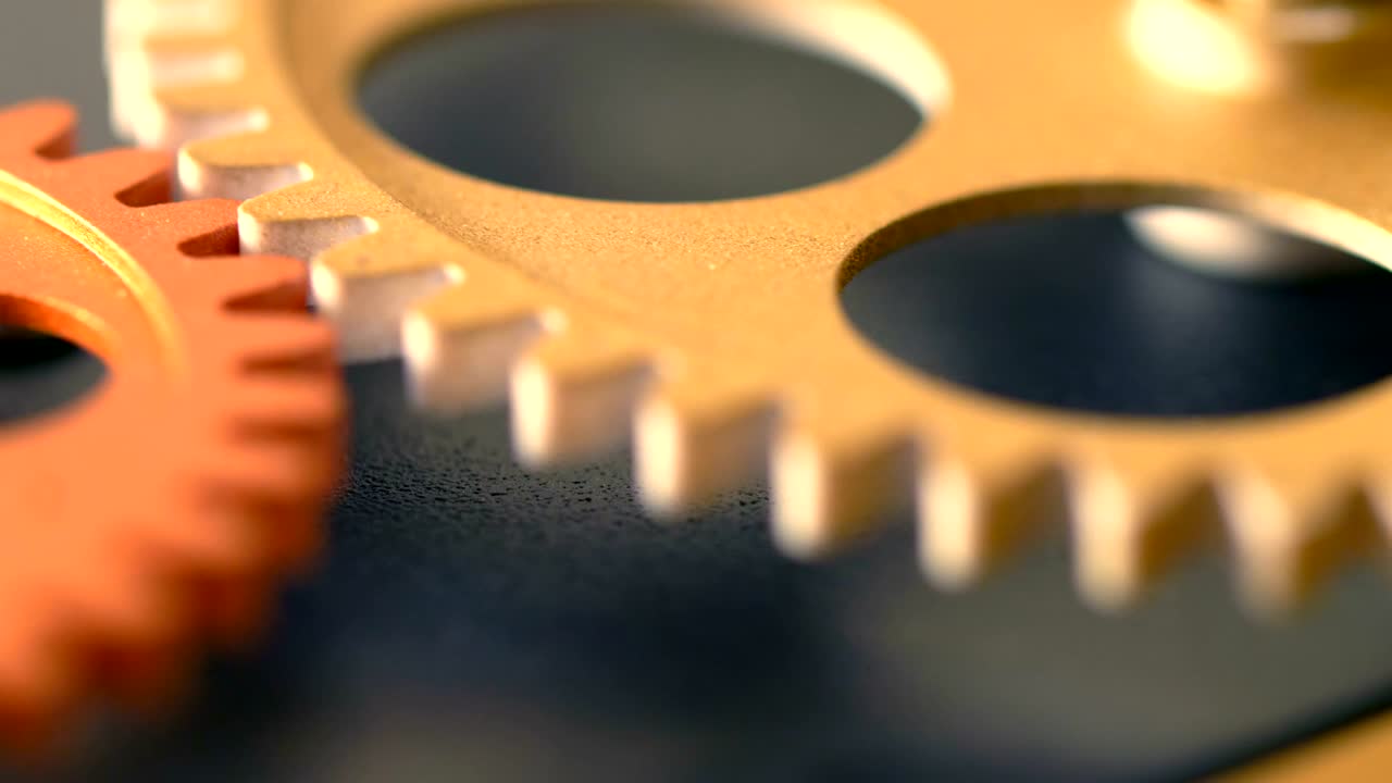 mecanismo del reloj: ruedas que giran juntas- macro