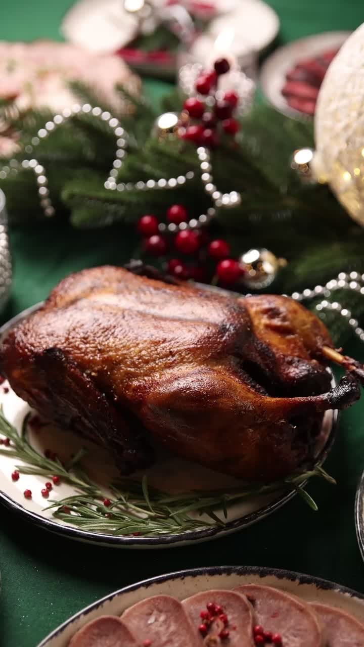 pato asado para la cena de navidad