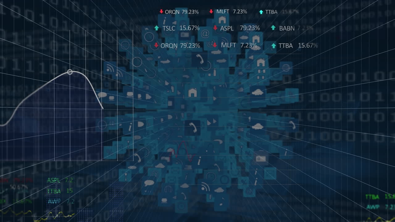 Animation of binary coding and data processing