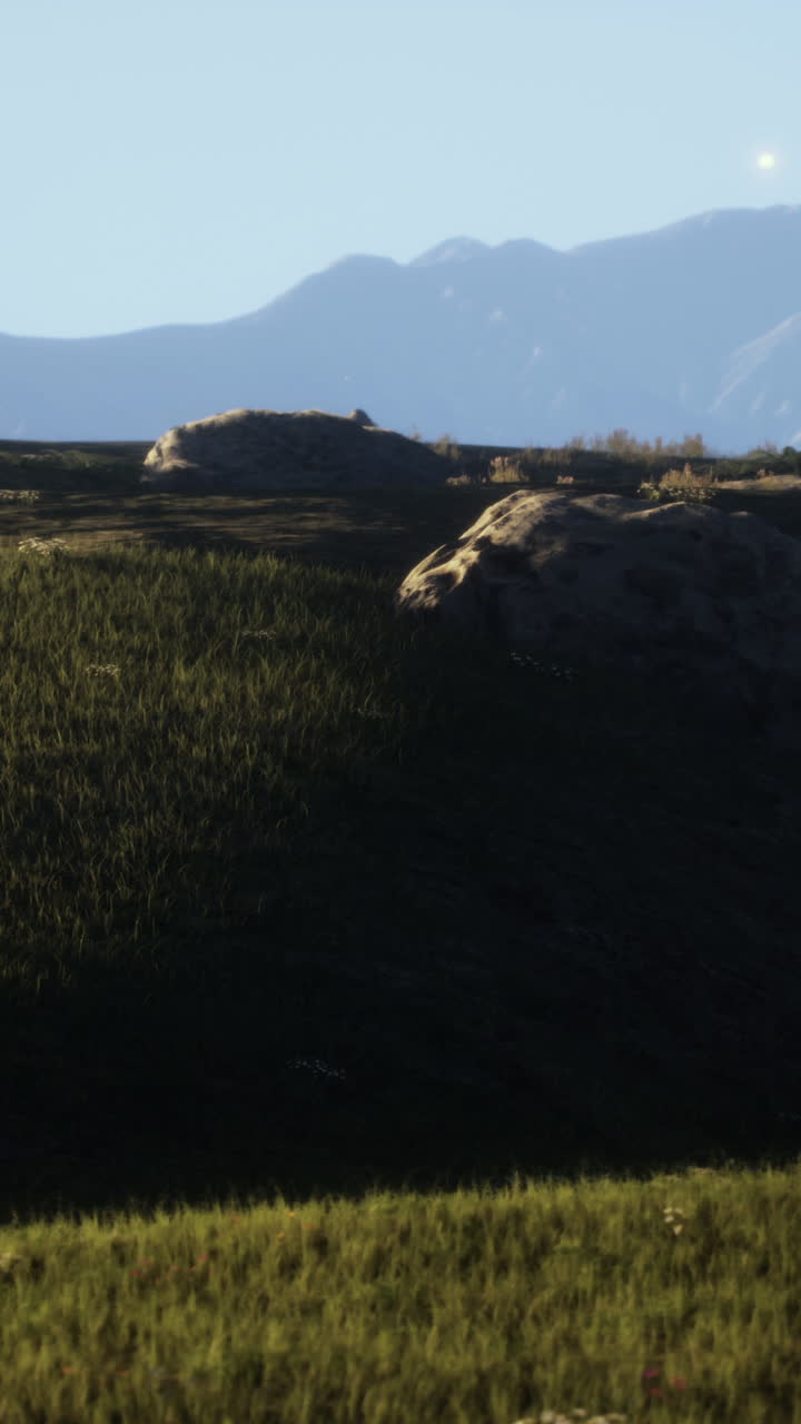 vista panorámica de un campo con una montaña en el fondo