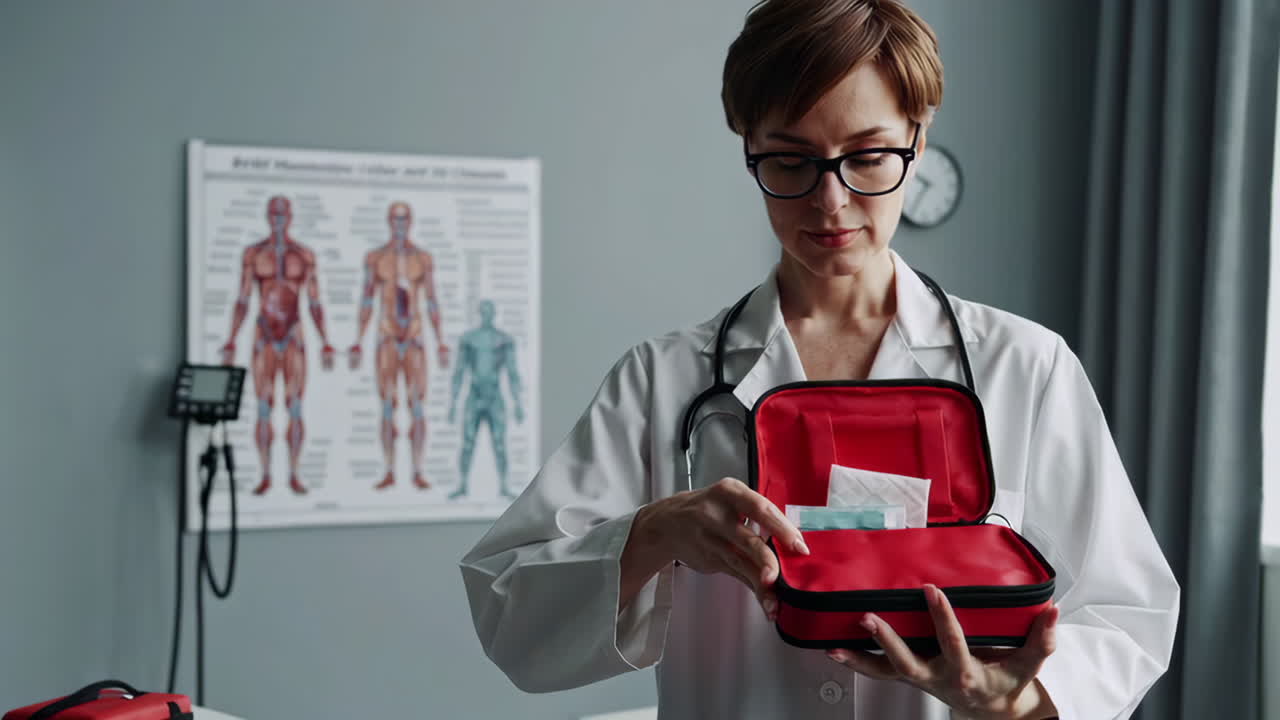 Doctor Checking First Aid Kit