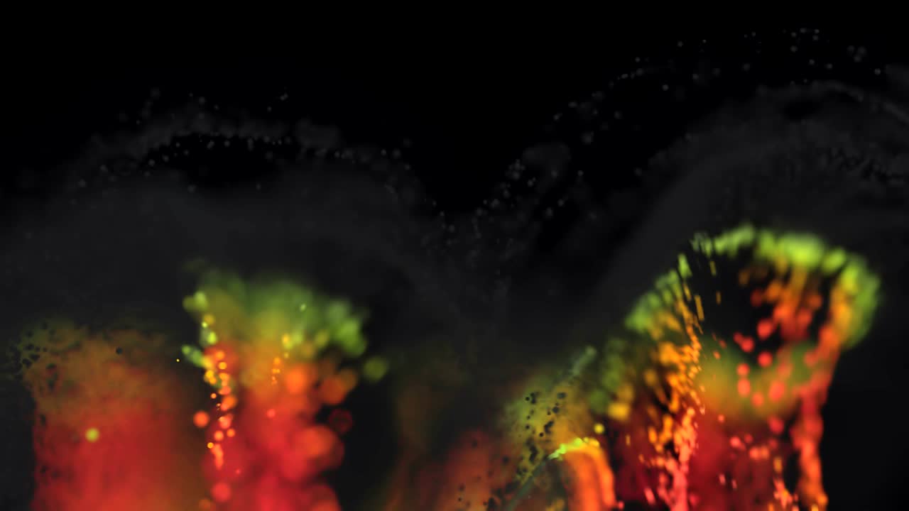 simulación de polvo de pintura brillante abstracto de 4k cgi.