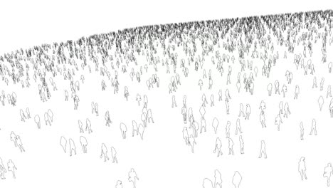 drawn outline of crowd of people in white backdrop. animation