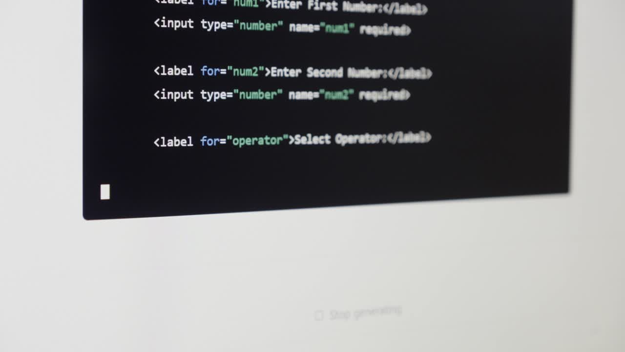generación de código fuente por ai chatgpt, captura de pantalla real, vista de primer plano de baja apertura
