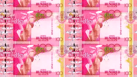billetes de cien rupias de la isla de las seychelles, dinero en efectivo, bucle