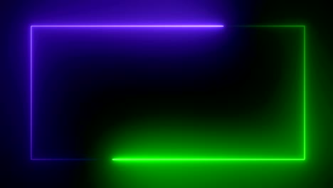 marco rectangular de neón brillante abstracto. diseño de fondo tecnológico con láser. en bucle