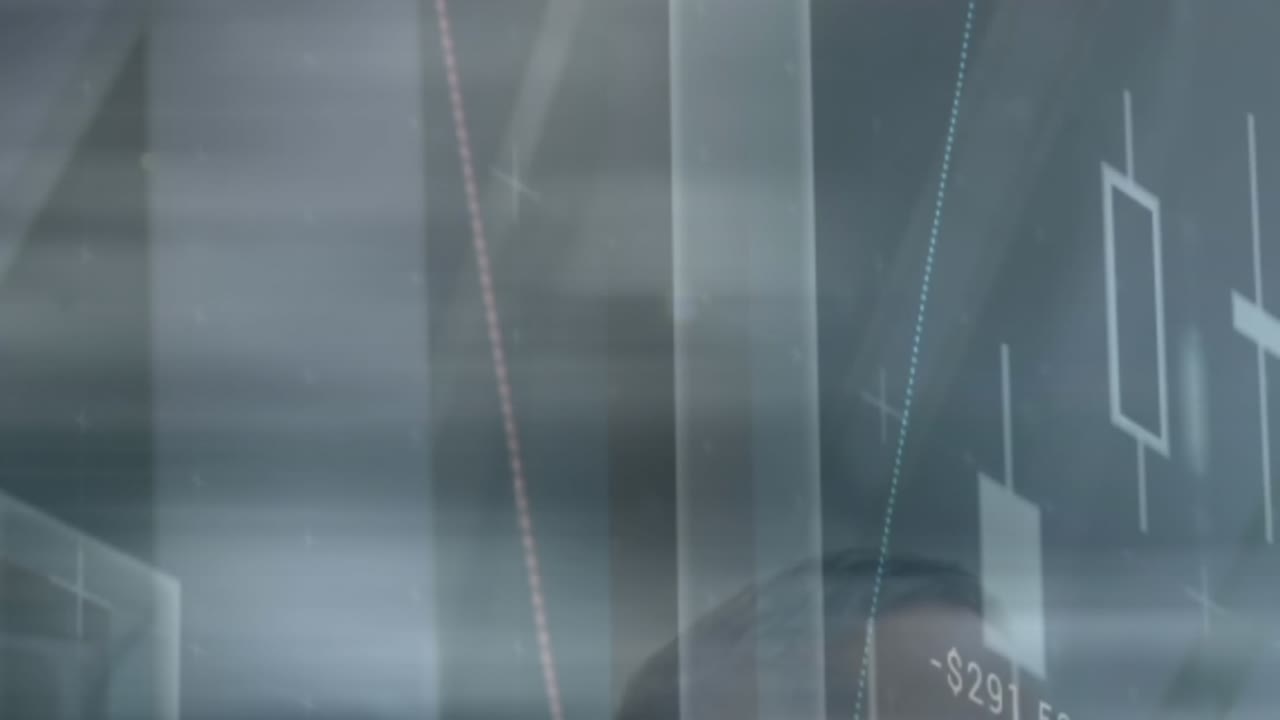 Animation of financial data processing with lines