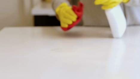 woman cleaning kitchen worktop