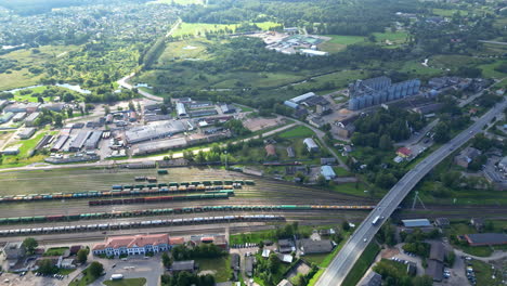 industrial train riga port railway station cargo transportation aerial latvia