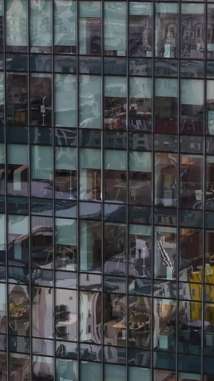 Aerial drone view of the inside of a building in Milan, Italy in daylight. Vertical