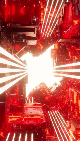 vertical gglowing corridor of futuristic spaceship. 3d animation