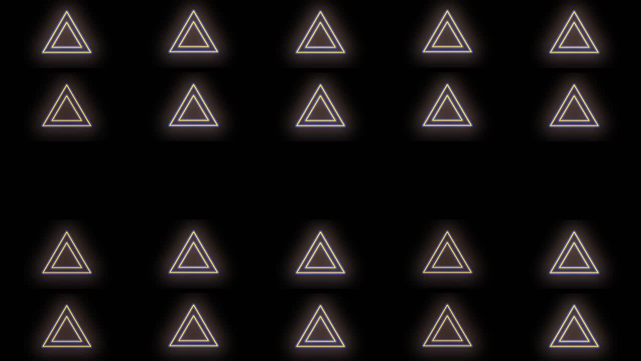 patrón de triángulos geométricos amarillos con luz de neón