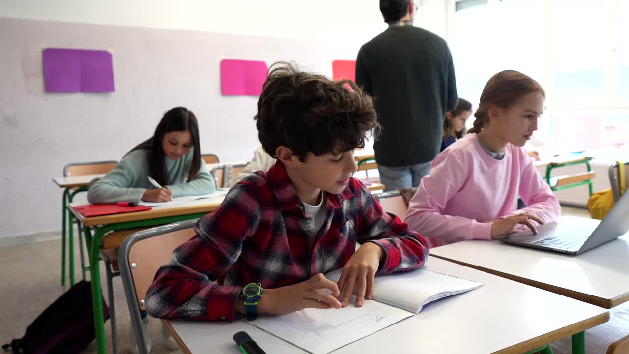 Students learning in a classroom