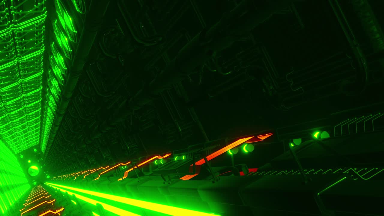 túnel verde futurista con luces brillantes