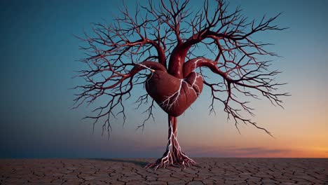 heart tree at sunset