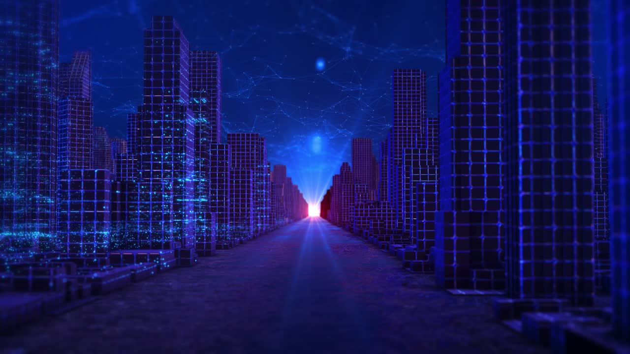 Futuristic digital metropolis cyber city highway corridor data driven infrastructure big city data