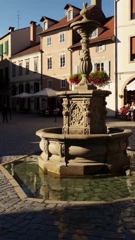 european town square with fountain