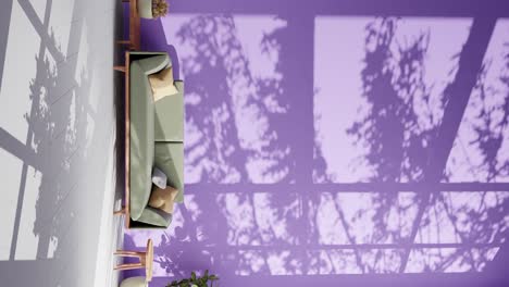 modern apartment living room with couch shadows of clouds moving on the wall by gently summer wind breeze rendering animation architecture interior design concept smart work