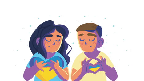 ukraine flag with kids peace animation