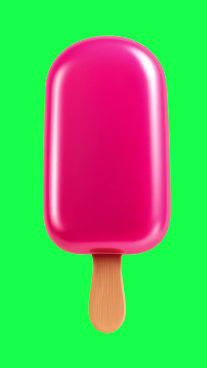 Barra de Sorvete Rosa Brilhante Girando em Tela Verde