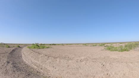 Idyllic-arid-landscape-of-African-savanna,-Amboseli-national-reserve,-Kenya