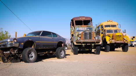 abandoned automobiles in the desert